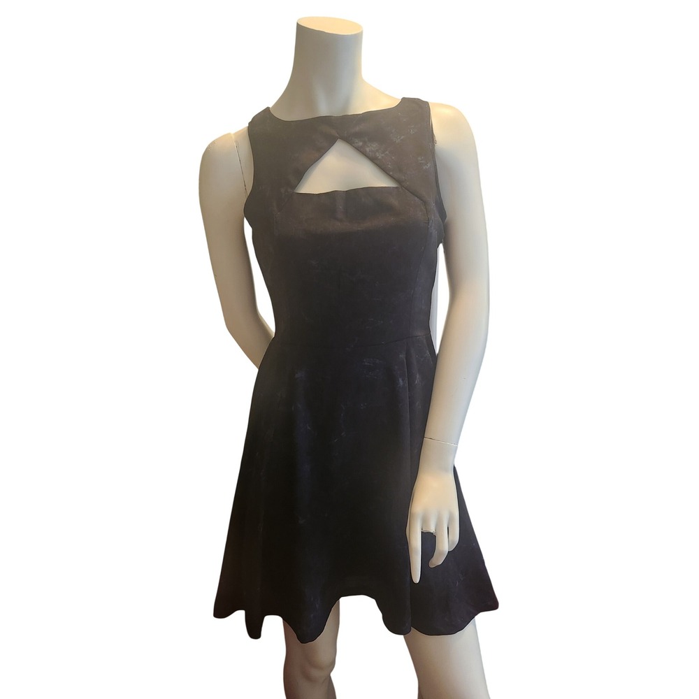 BB Dakota Navy Black Marble Cutout Fit and Flare Skater Dress Size 4